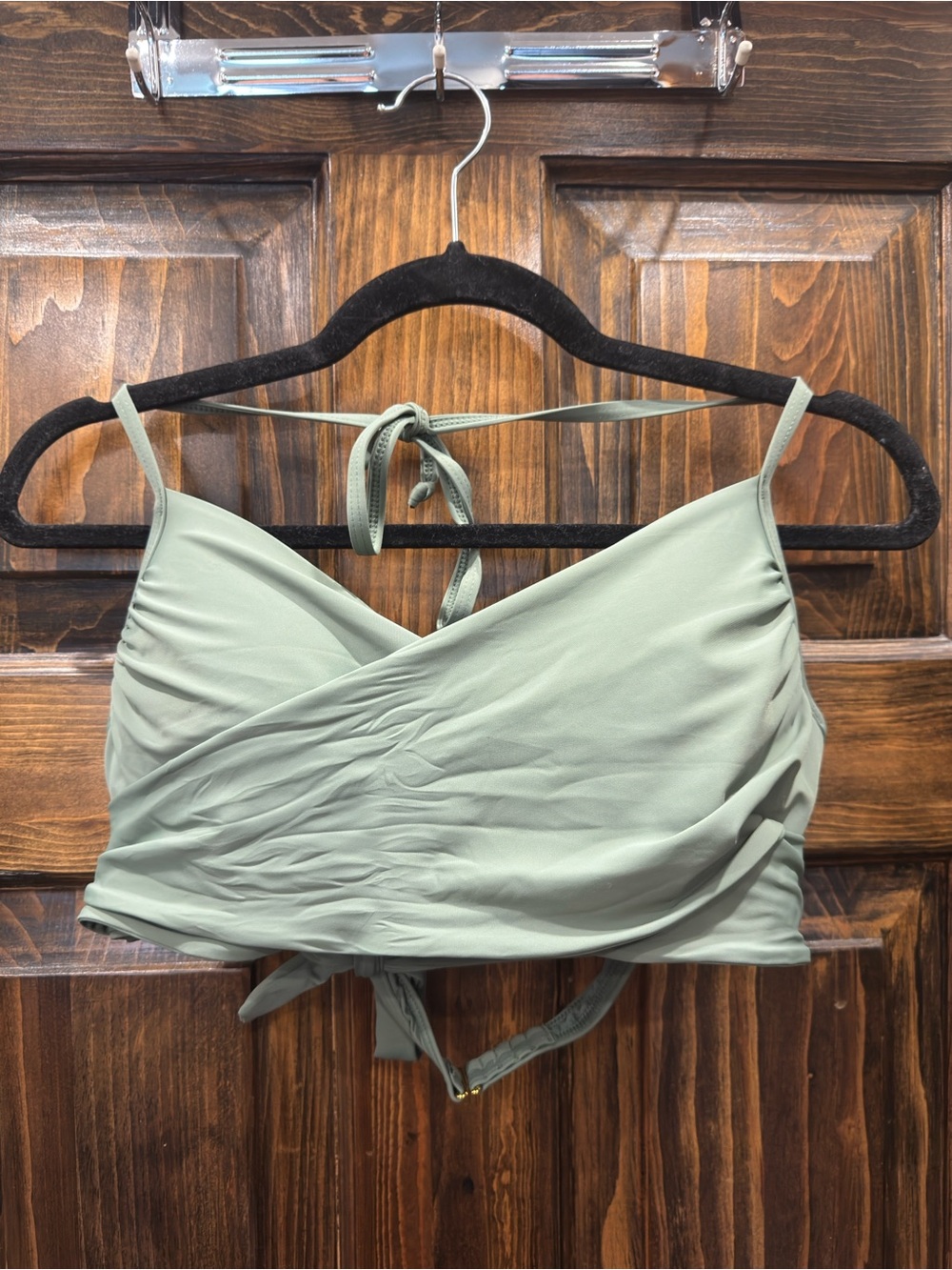 La Vie En Rose Sage Green Wrap Bikini Top